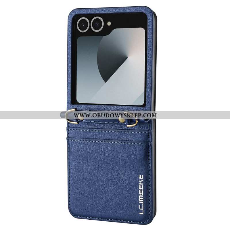 Case Samsung Galaxy Z Flip 7 Etui Na Telefon Skórzany Uchwyt Na Karty I Pasek Na Ramię