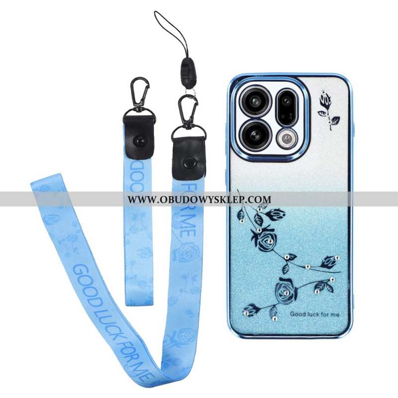 Etui Do Oppo Find X9 5g Paski Z Kwiatami I Kryształkami Kadem