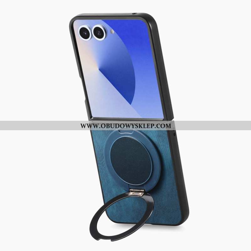 Etui Do Samsung Galaxy Z Flip 7 Efekt Skóry Z Obrotową Podstawką