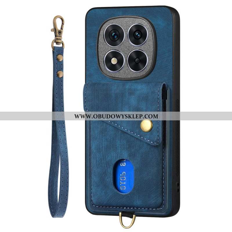 Etui Do Xiaomi Redmi Note 14 Pro 5g Uchwyt Na Karty I Smycz Z Imitacji Skóry