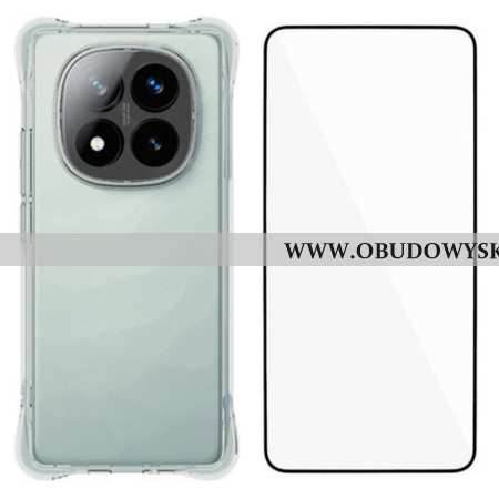 Etui Do Xiaomi Redmi Note 14 Pro Plus 5g Wzmocnione Przezroczyste Z Folią Ochronną Ze Szkła Hartowan