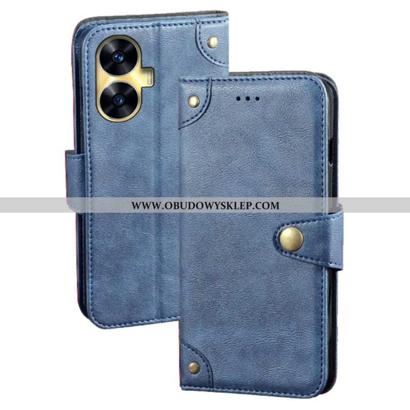 Etui Folio Do Realme C55 Złote Guziki Idewei