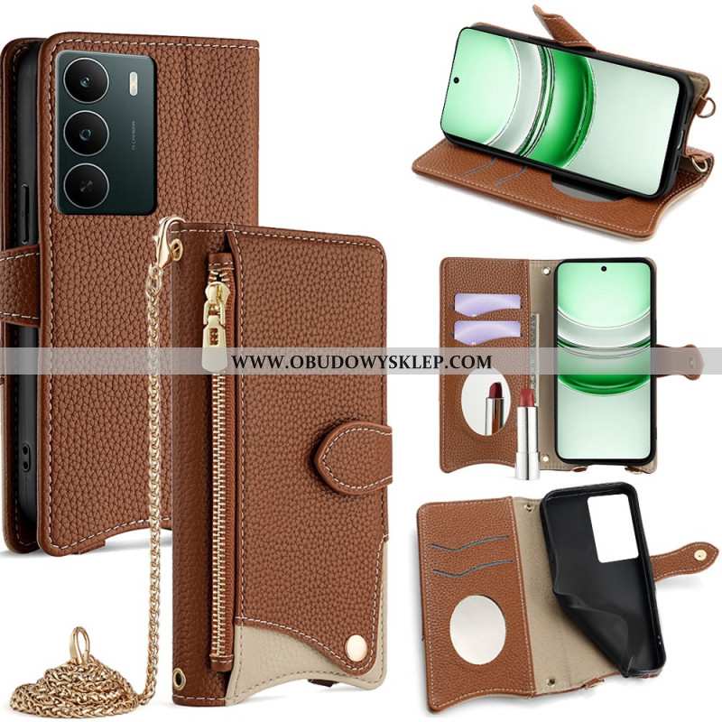 Etui Folio Do Realme C71 Dwukolorowy Portfel Z Lusterkiem I Paskiem Na Ramię