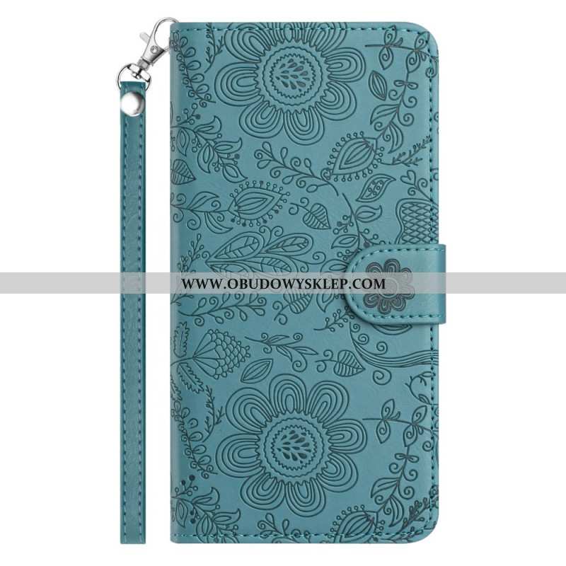 Etui Folio Do Samsung Galaxy S25 Plus 5g Nadruk Kwiatowy Z Paskiem