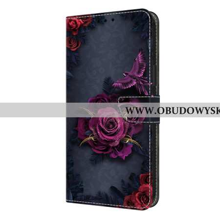 Etui Folio Do Samsung Galaxy S26 Plus Świecące Fioletowe Kwiaty