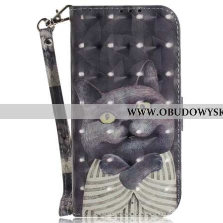 Etui Folio Do Samsung Galaxy S26 Smycz Z Szarym Kotem