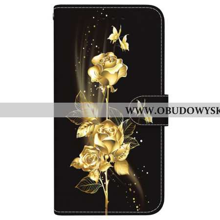 Etui Folio Do Sony Xperia 10 Vii Złote I Różowe Motyle