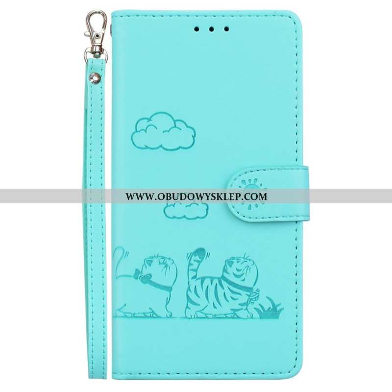 Etui Folio Do Xiaomi 15 Pasek Z Motywem Kota
