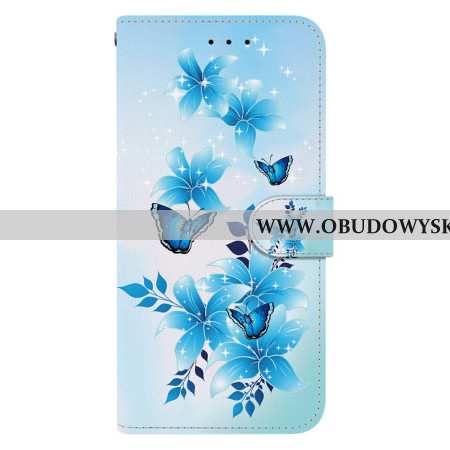 Etui Folio Do Xiaomi 15t Niebieski Nadruk Motyla
