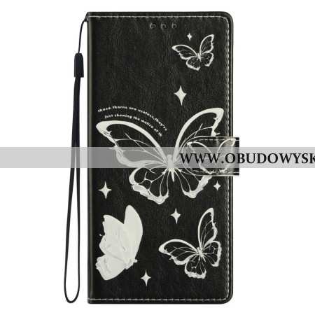 Etui Folio Do Xiaomi 17 CZarno-białe Motyle