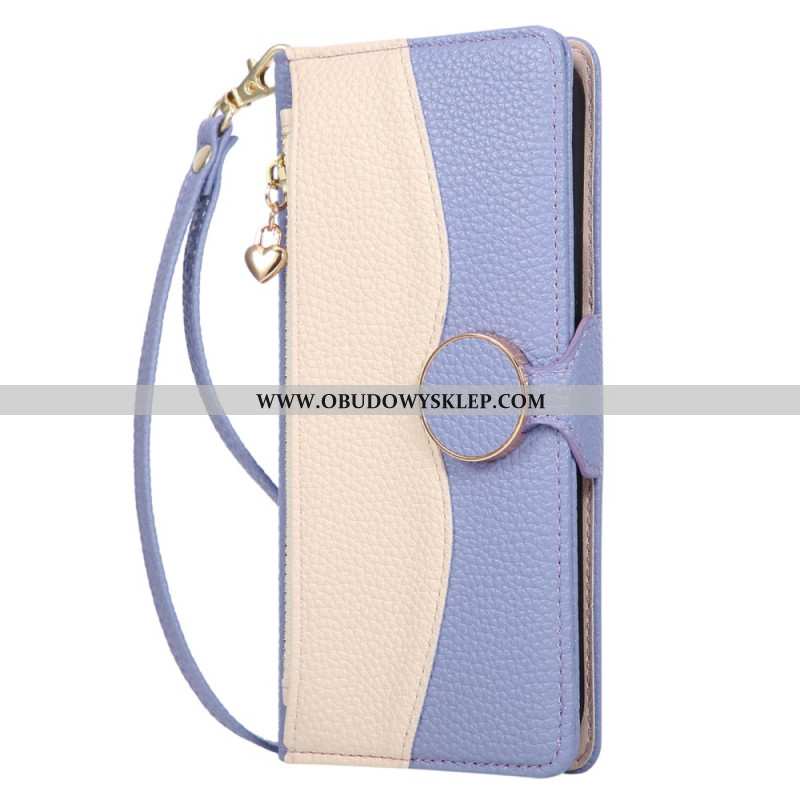 Etui Folio Do Xiaomi 17 Dwukolorowy Portfel Z Paskiem Na Nadgarstek Pasek