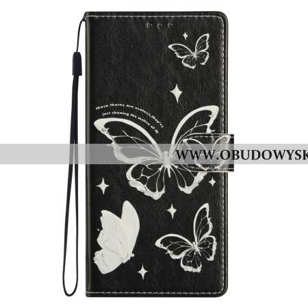 Etui Folio Do Xiaomi Redmi Note 14 4g CZarno-białe Motyle