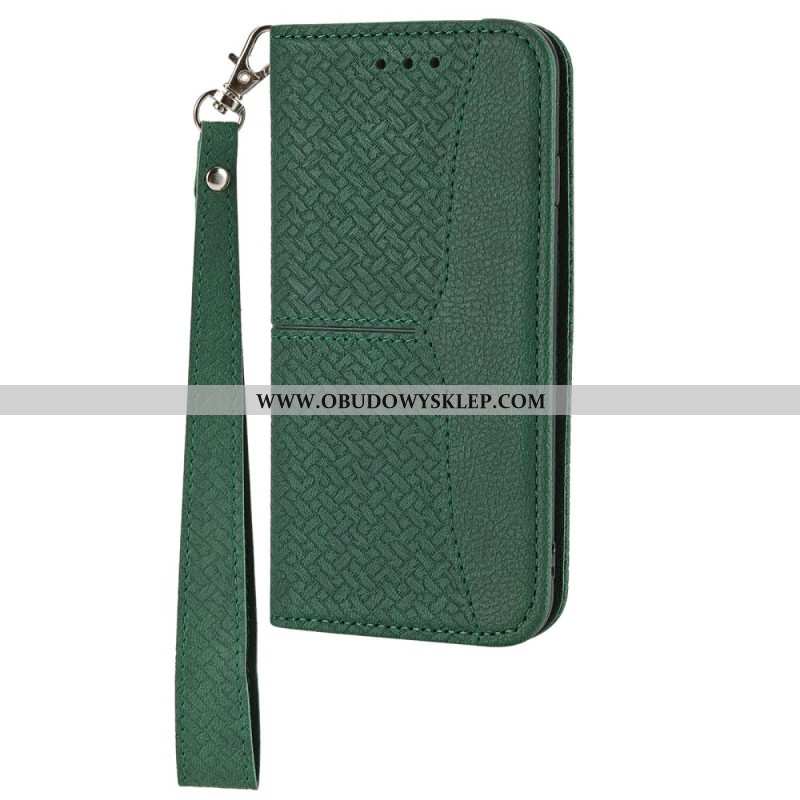 Etui Folio Do Xiaomi Redmi Note 14 5g Teksturowany Splot Z Paskiem