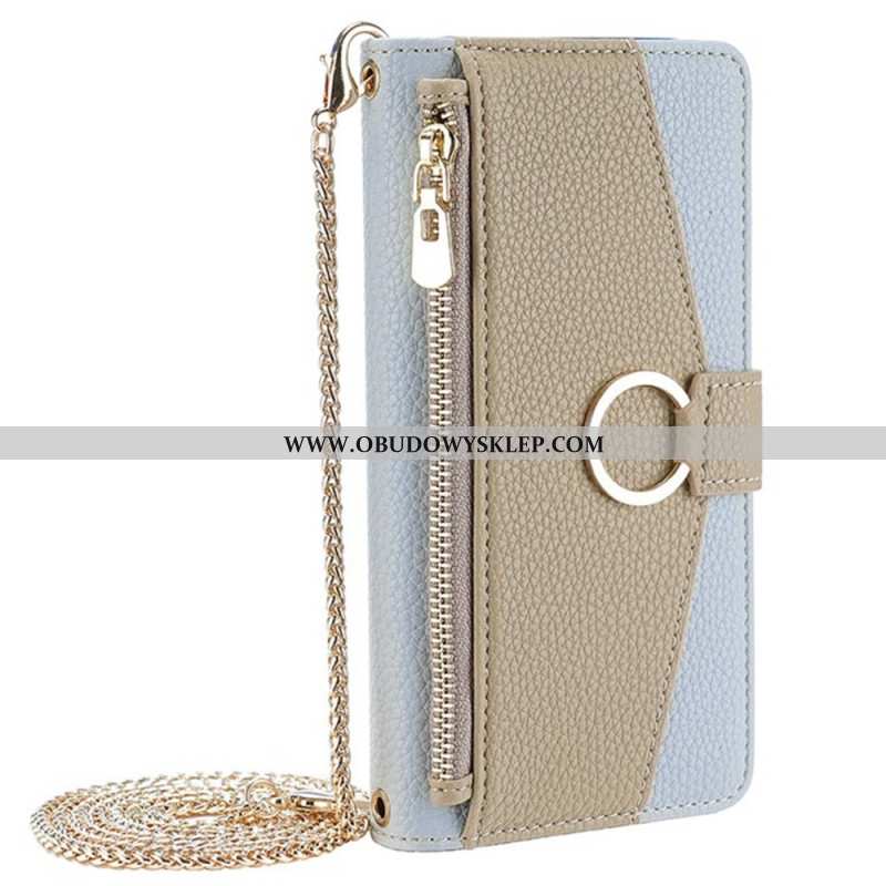 Etui Folio Do Xiaomi Redmi Note 14 Pro 4g Portfel Lustrzany Z Łańcuszkiem