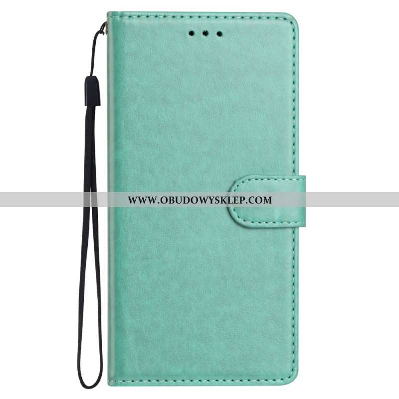 Etui Folio Do Xiaomi Redmi Note 14 Pro 5g Gładka Sztuczna Skóra Z Paskiem