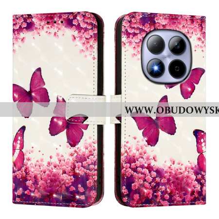 Etui Folio Do Xiaomi Redmi Note 15 Pro 5g Różowe Motyle