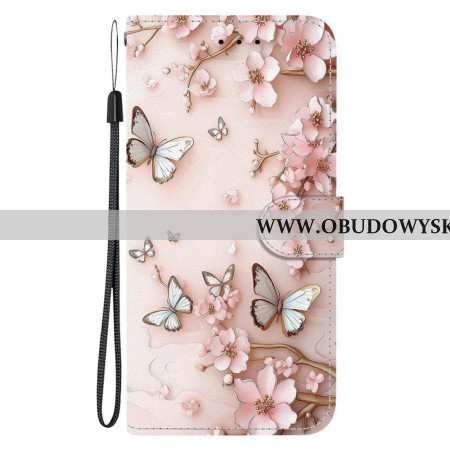 Etui Folio Do Xiaomi Redmi Note 15 Pro 5g Różowe Motyle