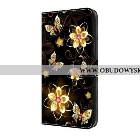 Etui Folio Google Pixel 10 / 10 Pro Złote Kwiaty I Motyle Etui Ochronne