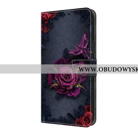 Etui Folio Google Pixel 10 Pro Xl Wzór Kwiatowy Fioletowy