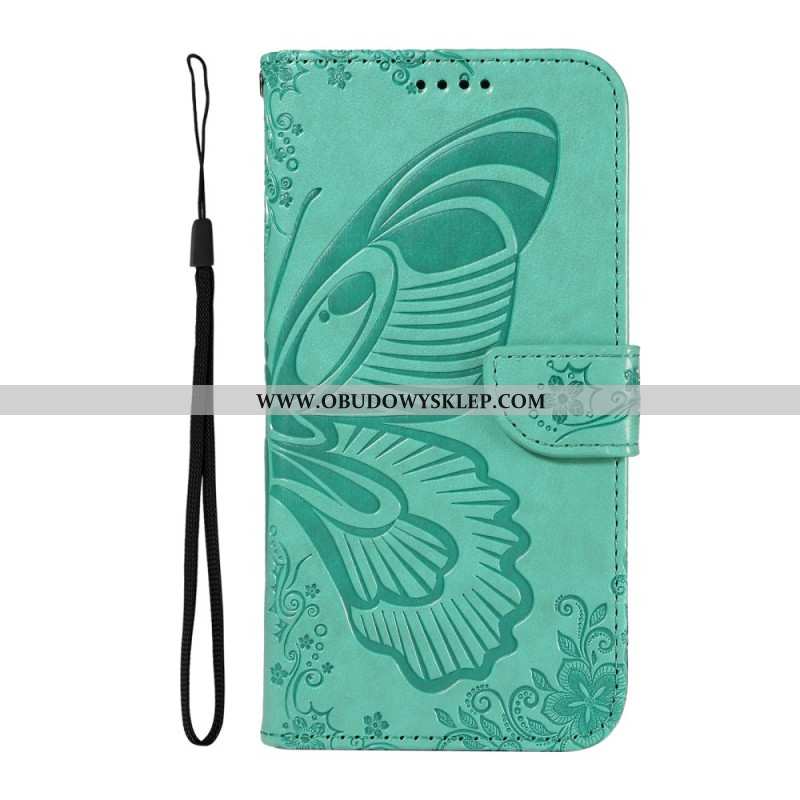 Etui Folio Oneplus 13r Pasek Z Motywem Motyla Portfel