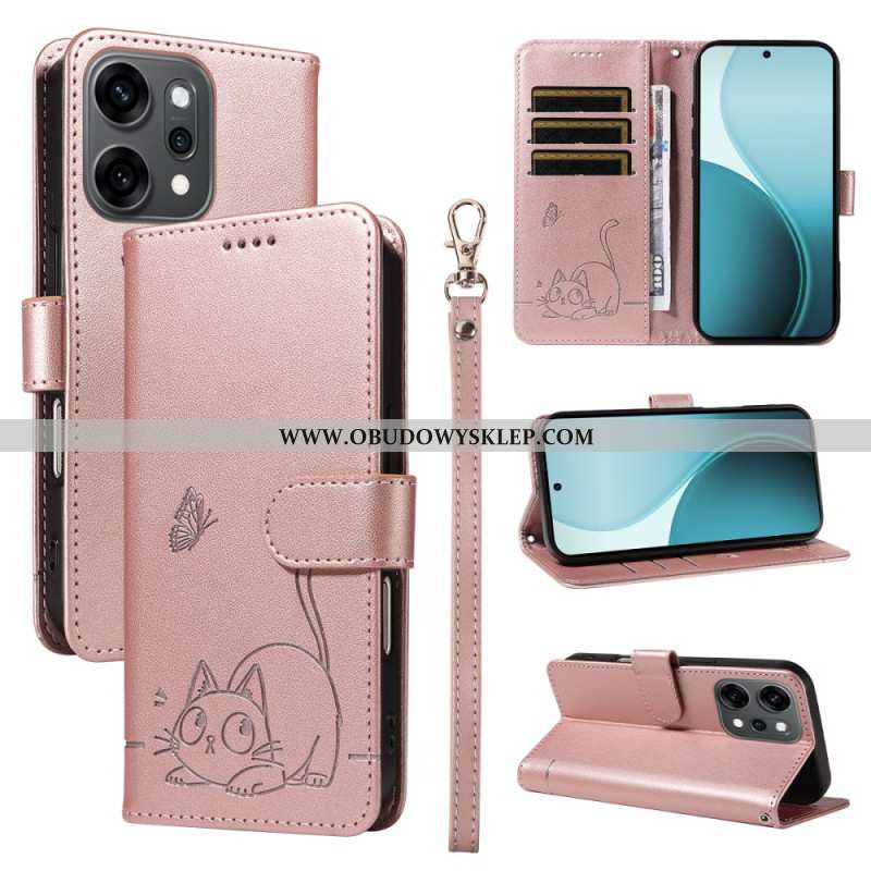 Etui Folio Oppo Reno 14 Pro 5g Graficzny Kot Pasek