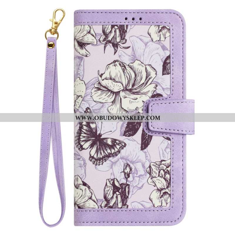 Etui Folio Oppo Reno 14f 5g Kwiatowy Wzór Ze Smyczką