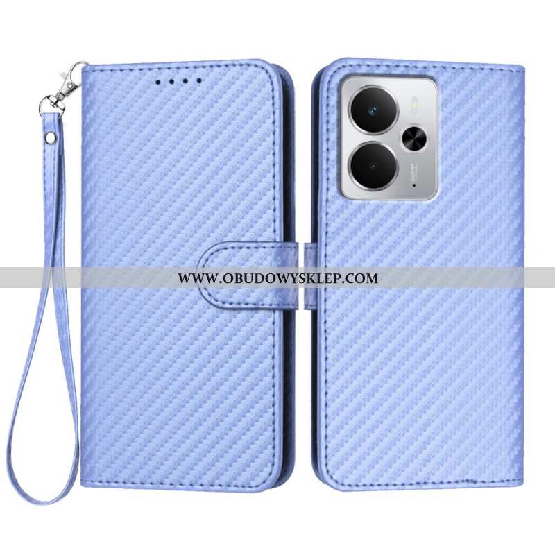 Etui Folio Realme 14 5g Włókno Węglowe Z Paskiem
