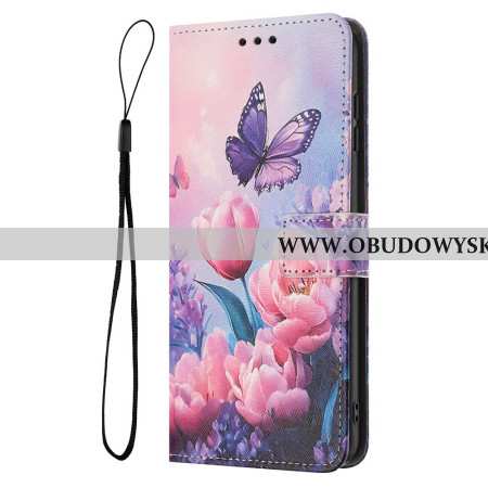 Etui Folio Realme 14t 5g Różowe Kwiaty I Motyle Etui Ochronne
