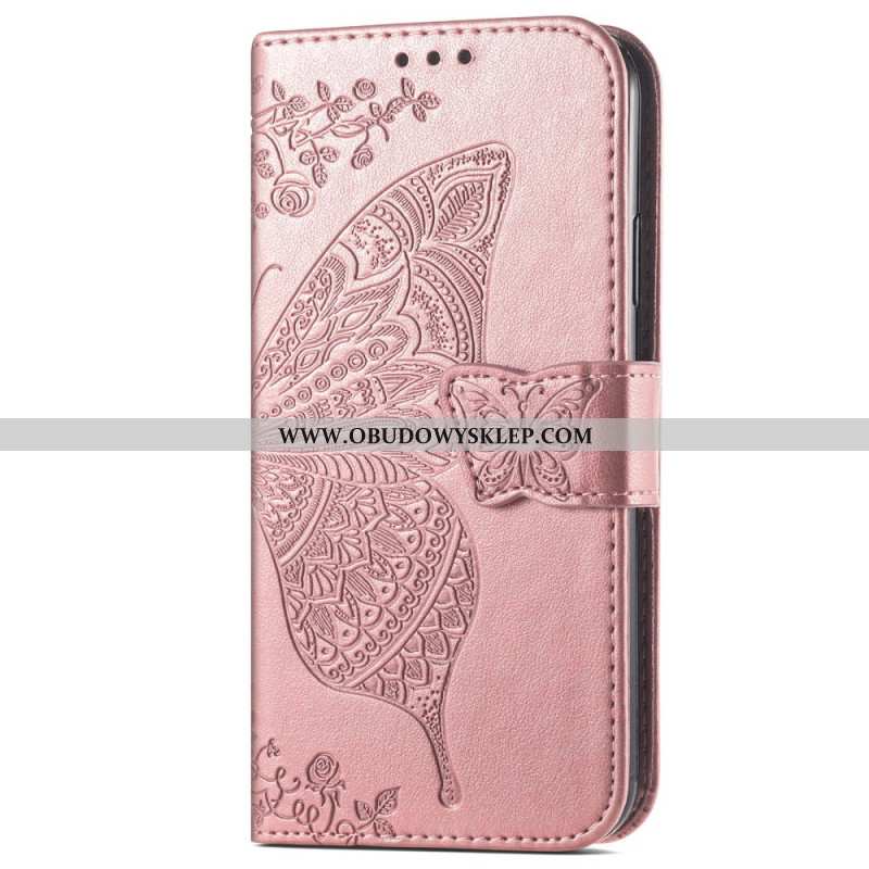 Etui Folio Realme C55 Pasek Z Barokowym Motylem