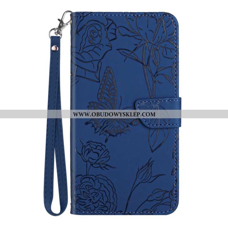 Etui Folio Realme C55 Portfel Z Paskiem Z Nadrukiem Motyla Etui Ochronne