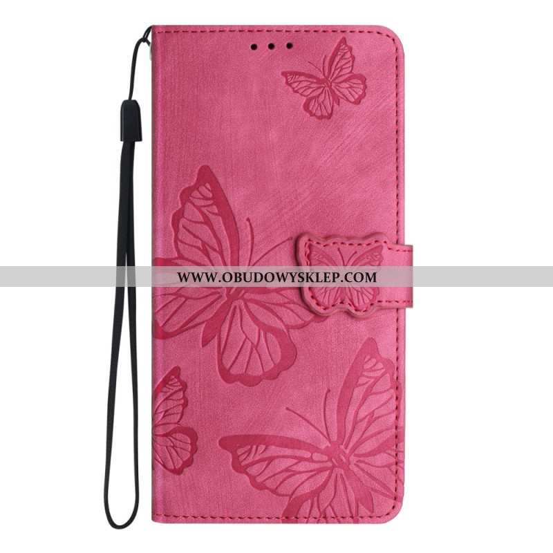 Etui Folio Samsung Galaxy A17 4g / 5g Efekt Zamszu Z Motylami