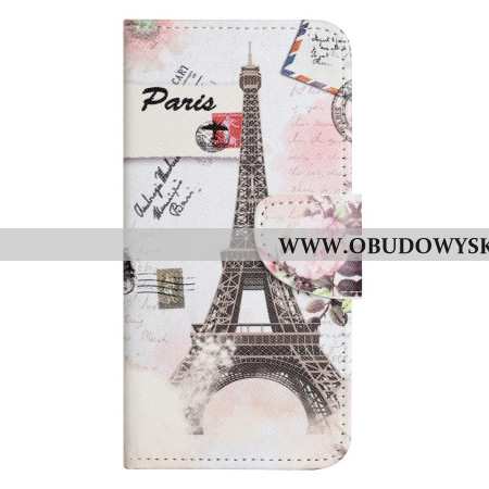 Etui Folio Samsung Galaxy A17 4g / 5g Wieża Eiffla W Stylu Vintage Etui Ochronne