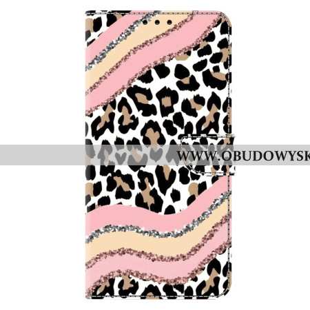 Etui Folio Samsung Galaxy A17 4g / 5g Wzór W Paski Lamparta Etui Ochronne