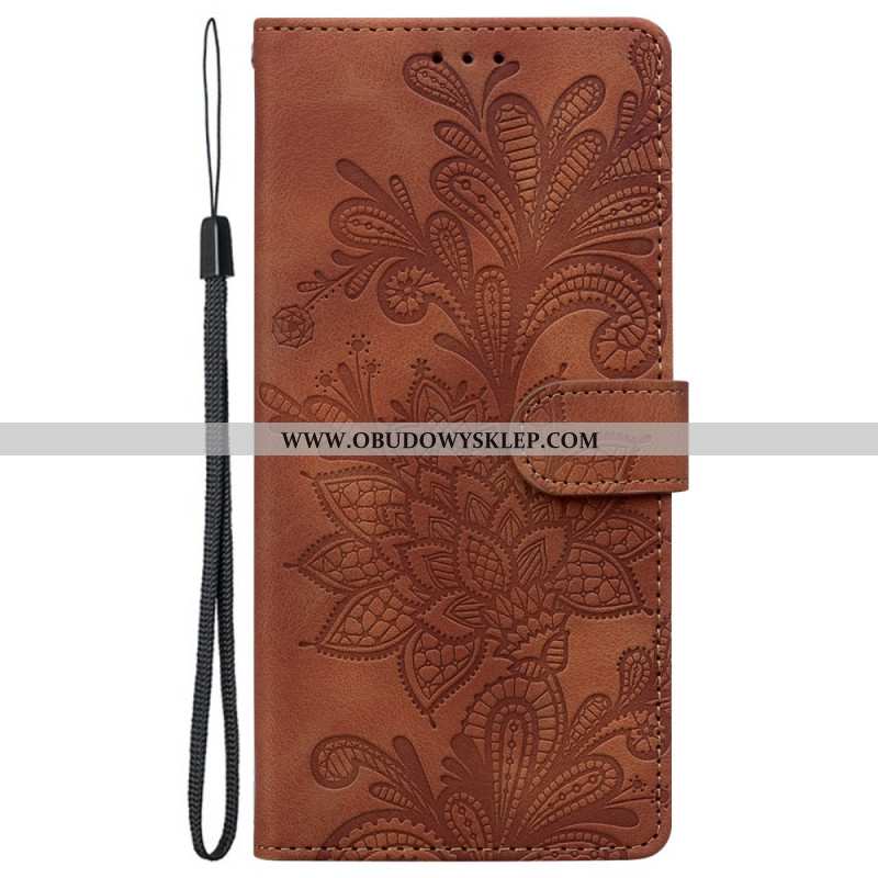 Etui Folio Samsung Galaxy S25 5g Kwiatowy Wzór Koronki Etui Ochronne