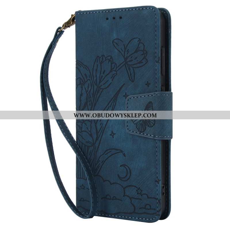 Etui Folio Samsung Galaxy S25 5g Kwiatowy Wzór Z Efektem Zamszu Etui Ochronne