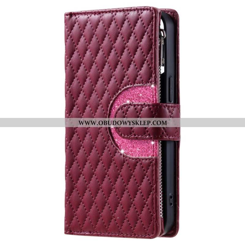 Etui Folio Samsung Galaxy S25 5g Pikowany Portfel Z Zamkiem Błyskawicznym