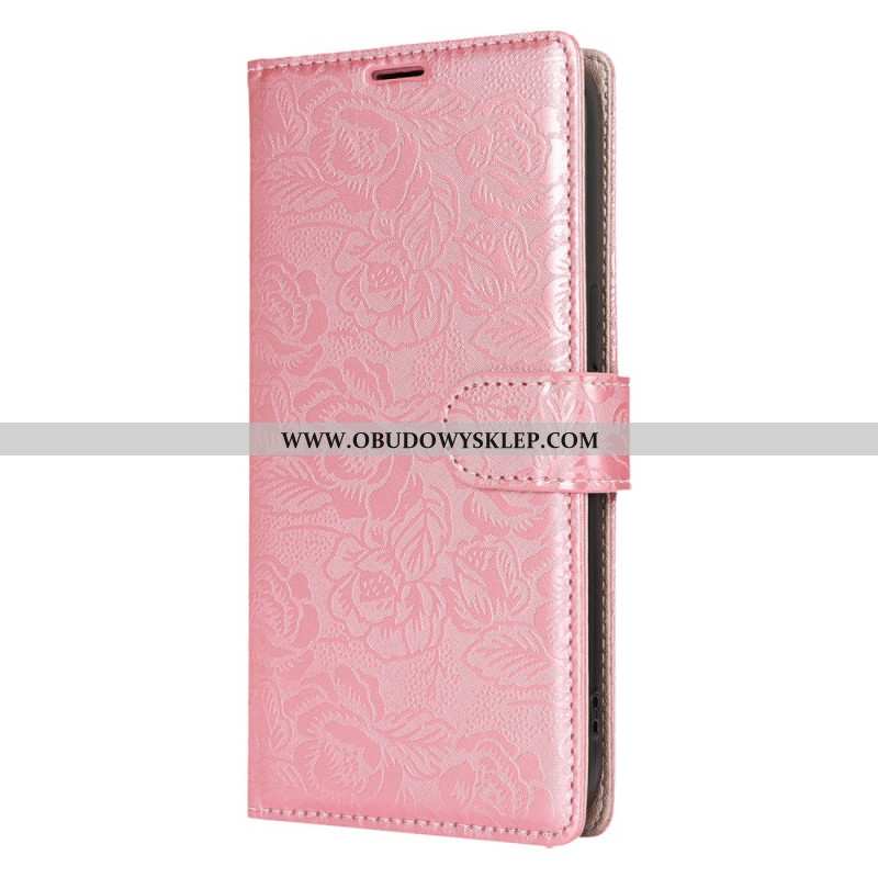 Etui Folio Samsung Galaxy S25 5g Smycz Z Kwiatowym Nadrukiem