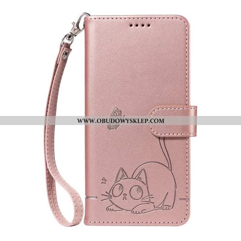 Etui Folio Samsung Galaxy S25 Fe Nadruk Z Kotem Na Pasku