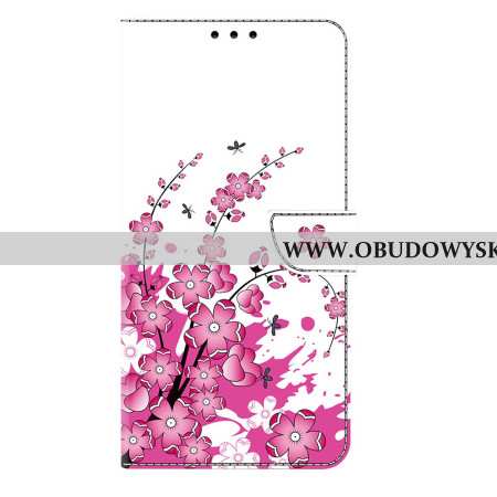 Etui Folio Samsung Galaxy S25 Plus 5g Różowy Wzór Kwiatowy Etui Ochronne