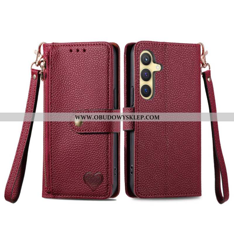 Etui Folio Samsung Galaxy S25 Plus 5g Skórzany Portfel Z Kieszenią Na Suwak Z Anty-rfid Etui Ochronn