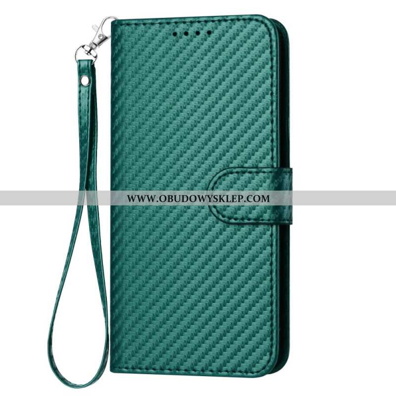 Etui Folio Samsung Galaxy S25 Plus 5g Włókno Węglowe Z Paskiem Etui Ochronne