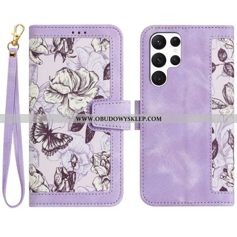 Etui Folio Samsung Galaxy S25 Ultra 5g Portfel W Kwiaty Etui Ochronne