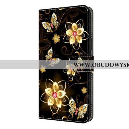 Etui Folio Samsung Galaxy S26 Plus Złote Kwiaty I Motyle