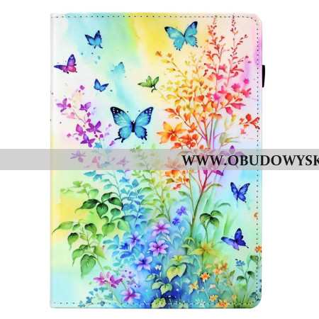 Etui Folio Samsung Galaxy Tab S11 Kolorowe Kwiaty I Motyle Etui Ochronne