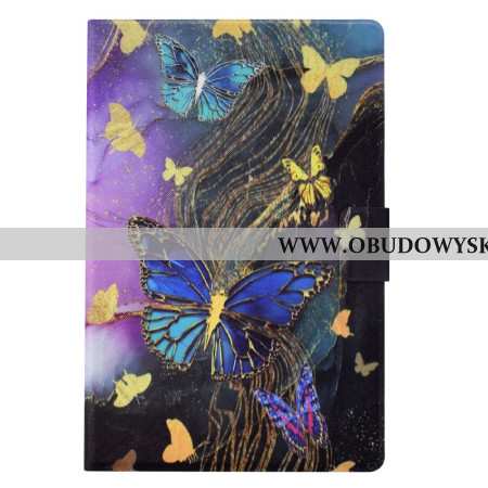 Etui Folio Samsung Galaxy Tab S11 Złote I Kolorowe Motyle Etui Ochronne