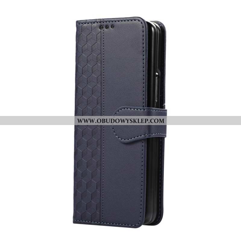 Etui Folio Samsung Galaxy Z Fold 7 Wytłoczony Wzór Z Paskiem Etui Ochronne