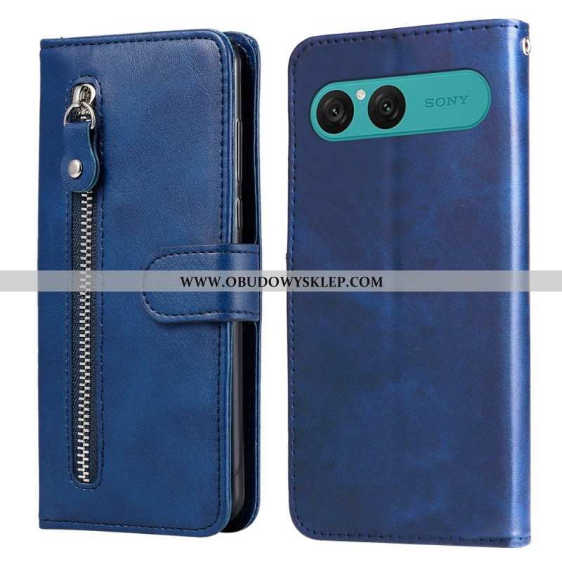 Etui Folio Sony Xperia 10 Vii Kieszeń Na Zamek Błyskawiczny Etui Ochronne