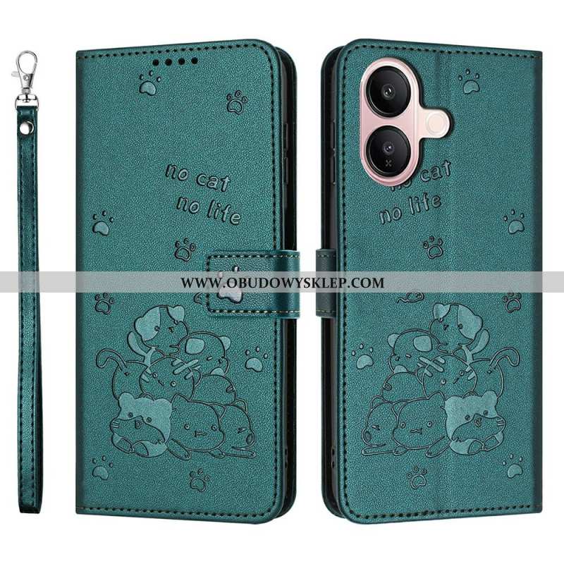 Etui Folio Vivo V60 Lite Wzór Kota Pasek