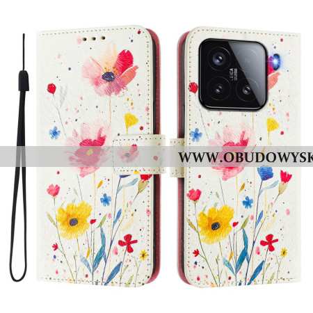 Etui Folio Xiaomi 15 Motyw Kwiatowy Etui Ochronne
