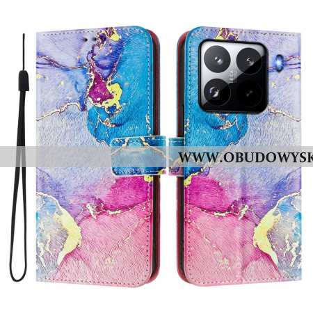 Etui Folio Xiaomi 15 Pro Kolorowy Marmur Etui Ochronne